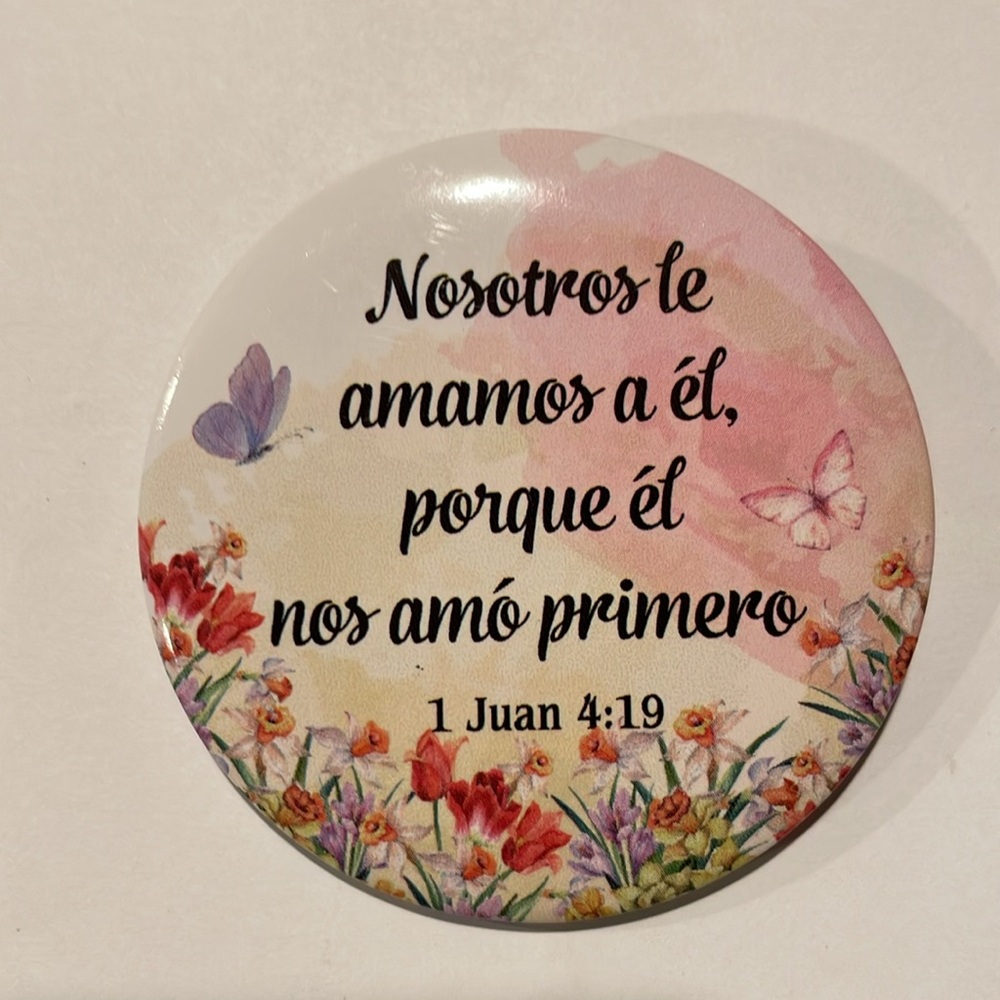 Inspirational Spanish Key Holder/Bag Charm/Mirror with Floral Design NWT